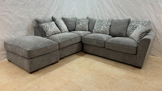 Kingston Ex-Display Large Grey Fabric Corner Sofa