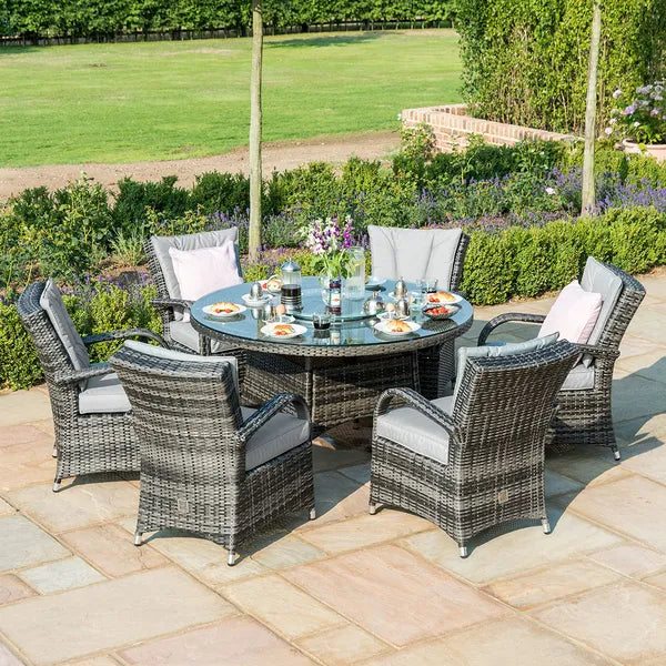 Texas 6 Seat Rectangular Rattan Dining Set with Ice Bucket - Grey