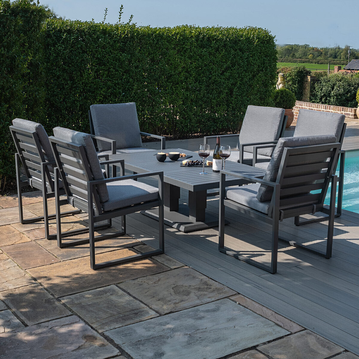 Homeflair – Amalfi 6 Seat Rectangular Aluminium Dining Set