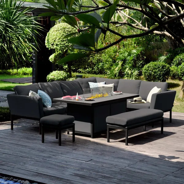 Outdoor Fabric Pulse 3 Seat Sofa Set with Rising Table - Flanelle