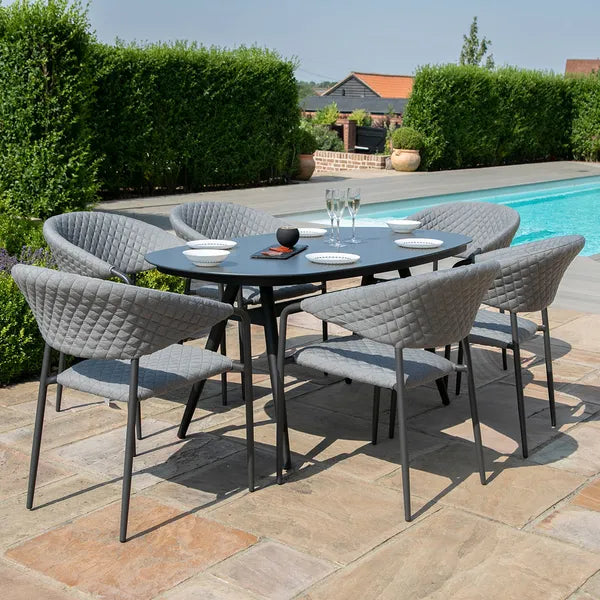 Outdoor Fabric Pebble 8 Seat Rectangular Dining Set