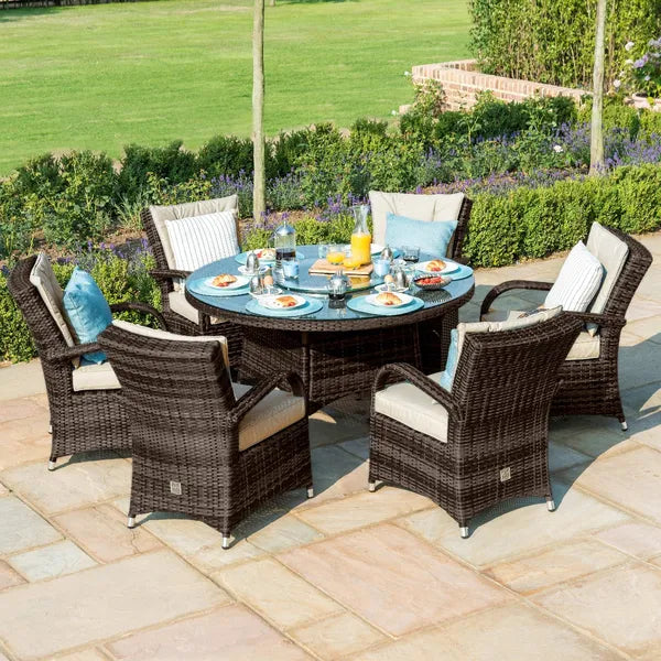 Texas 6 Seat Rectangular Rattan Dining Set with Ice Bucket - Grey