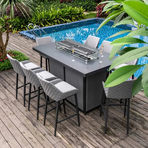 Outdoor Fabric Regal 4 Seat Round Bar Set - Charcoal