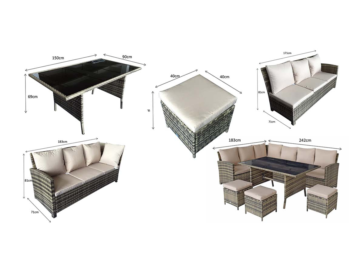 Signature Weave - Charlotte Firepit Corner Dining Set | CHAR0156_VIEN0432