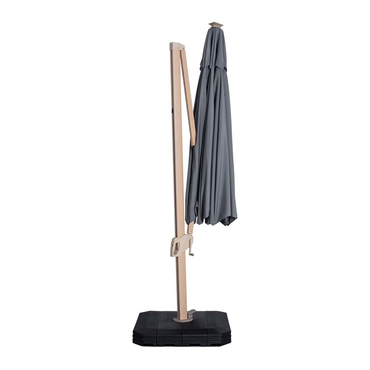 Homeflair -Zeus 3.5m Round Wood Effect Rotating Cantilever Parasol