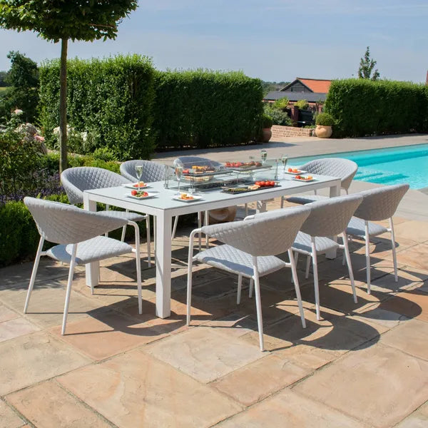 Outdoor Fabric Pebble 8 Seat Rectangular Dining Set