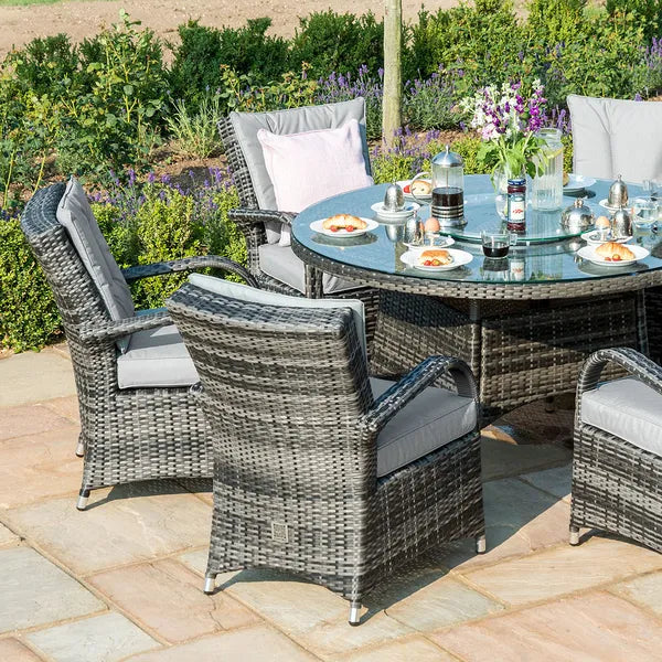 Texas 6 Seat Rectangular Rattan Dining Set with Ice Bucket - Grey