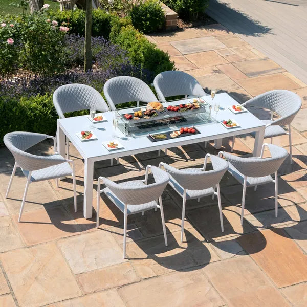 Outdoor Fabric Pebble 8 Seat Rectangular Dining Set