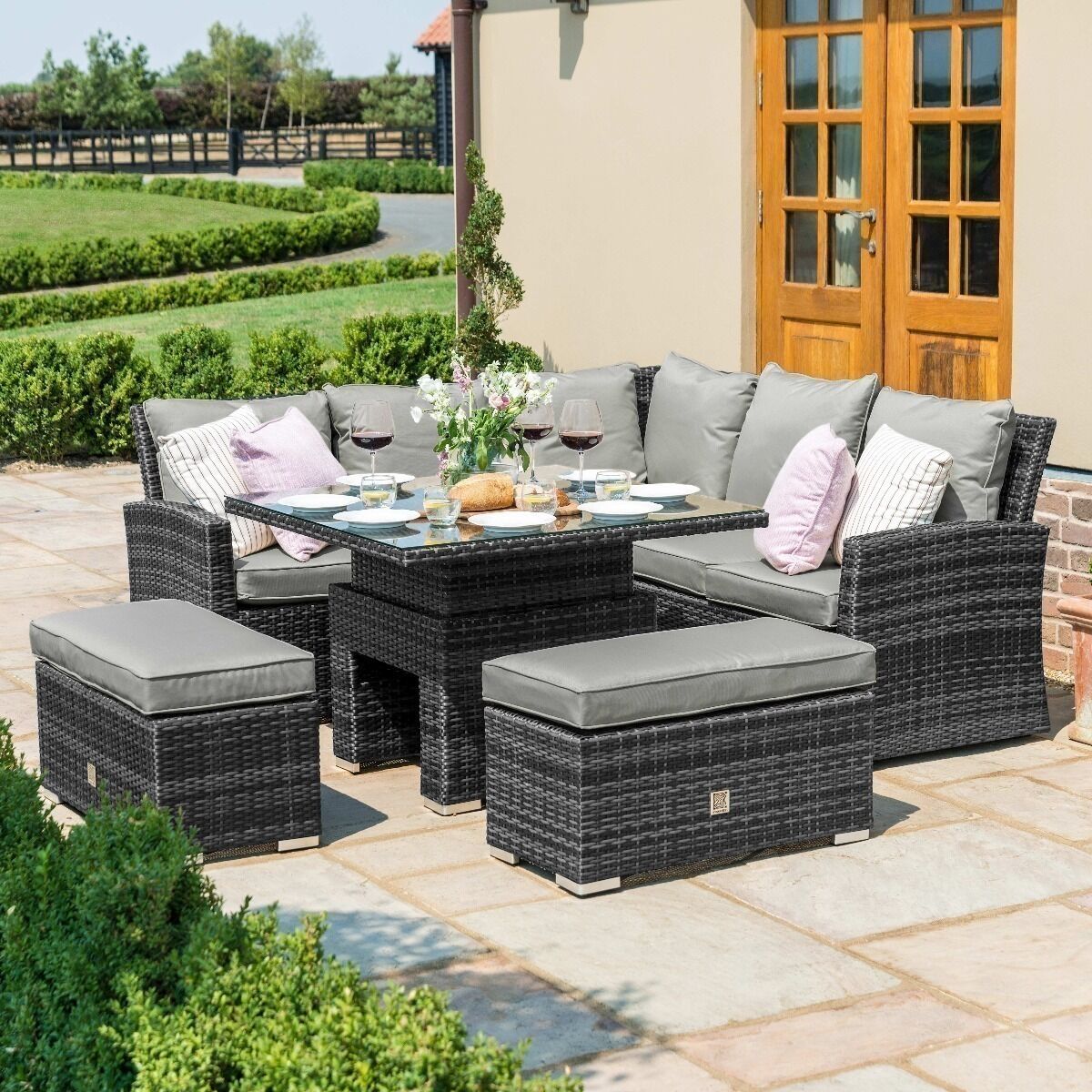 Homeflair - Richmond Rattan Corner Bench Set