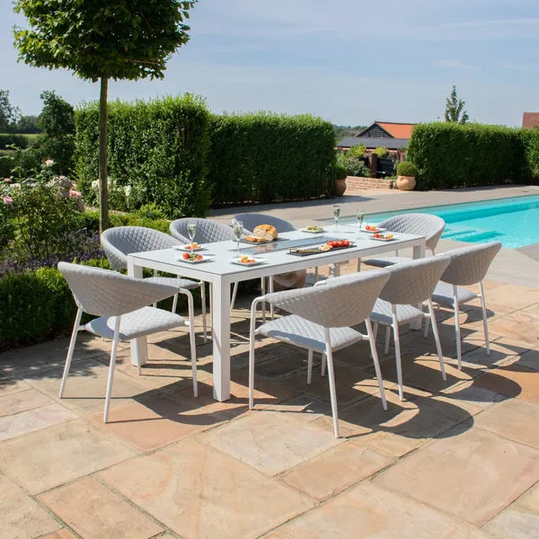 Outdoor Fabric Pebble 8 Seat Rectangular Dining Set