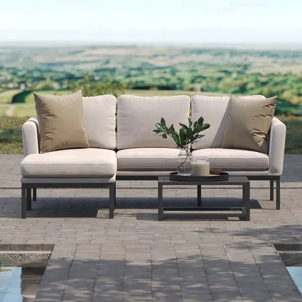 Outdoor Fabric Pulse Chaise Sofa Set - Charcoal