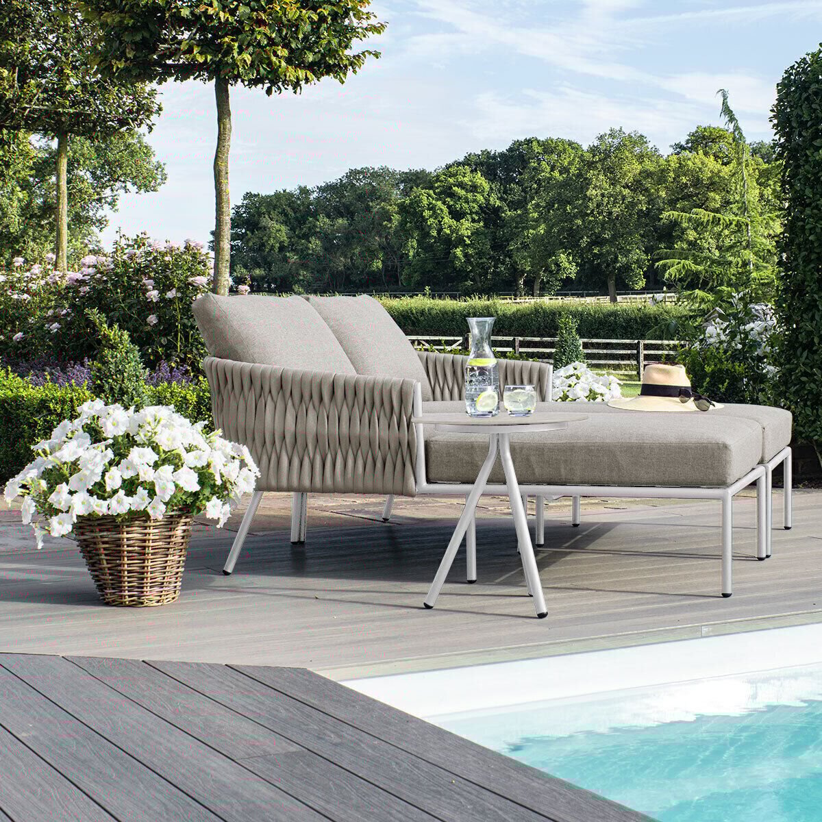 Homeflair - Marina Rope Weave Double Sunlounger Set
