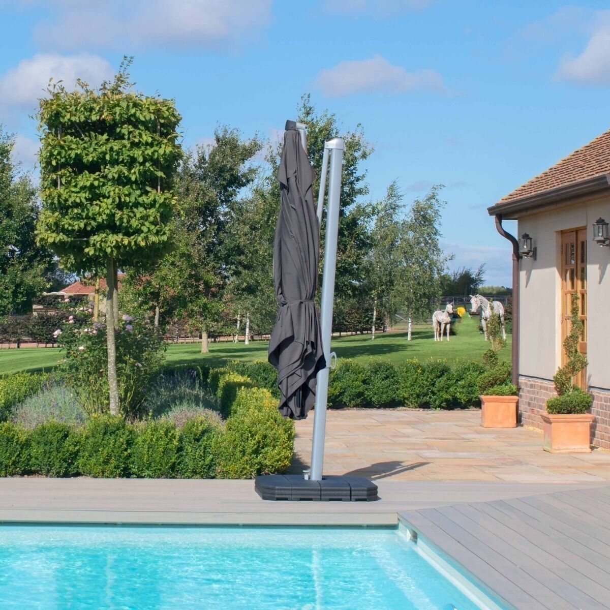 Homeflair -Zeus 3m Square Rotating Cantilever Parasol