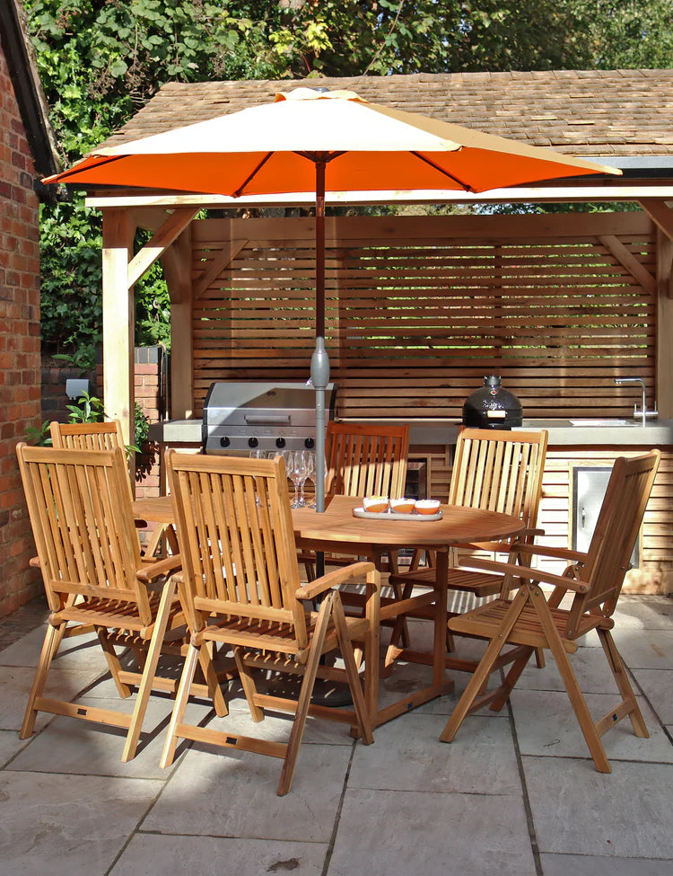 Turnbury 6 Seater Manhattan Recliner Round Extending Dining Set