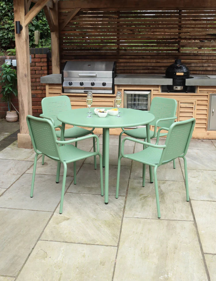 Porto 4 Seater Round Dining Set in Olive