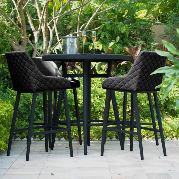 Outdoor Fabric Regal 4 Seat Round Bar Set - Charcoal