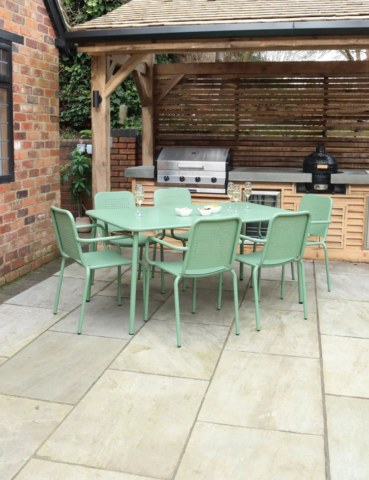 Porto 6 Seater Rectangular Dining Set in Olive