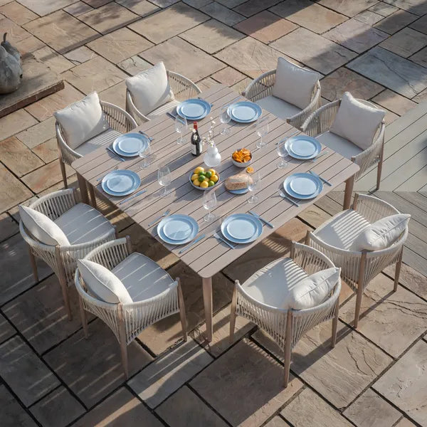 Havana Rope Weave 8 Seat Square Dining Set