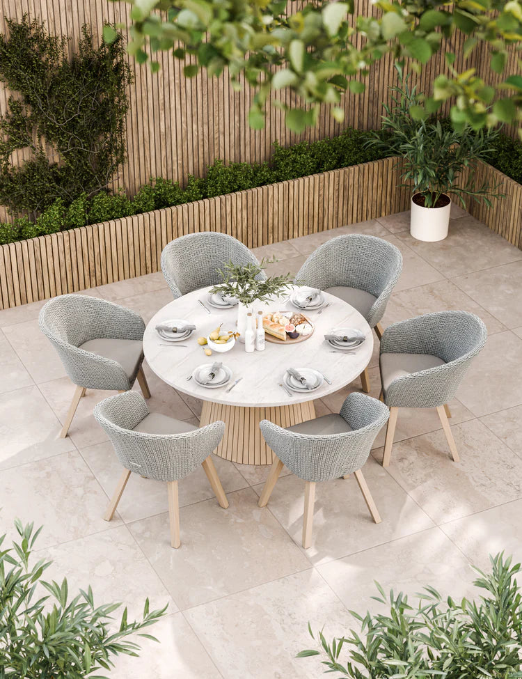 Saturn 6 Seater Round Conical Dining Set with Sol Dining Chairs