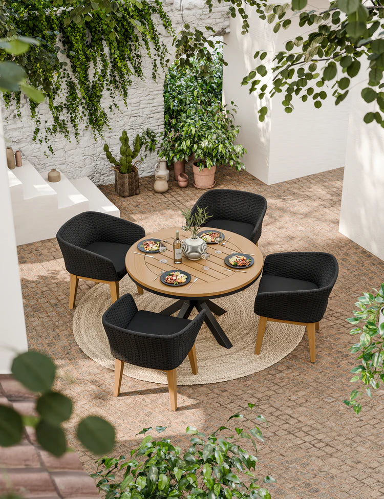 Tuscany 4 Seater Round Dining Set with Eden Night Dining Chairs