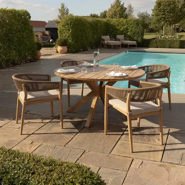 Homeflair - Porto Rope Weave 8 Seat Rectangular Dining Set