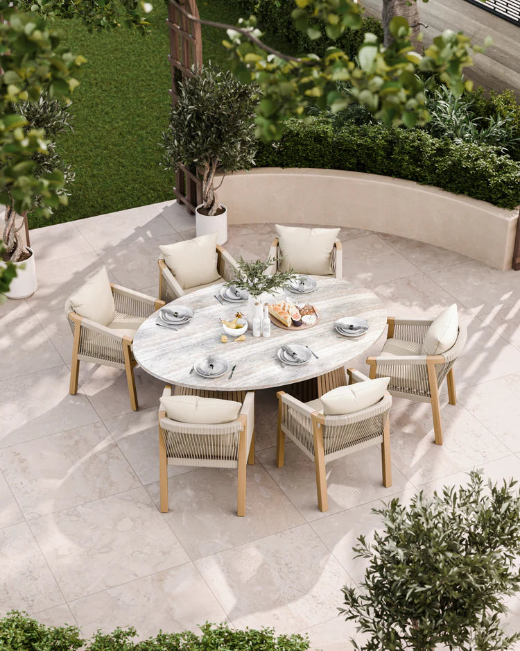 Jupiter 6 Seater Ellipse D Conical Dining Set with Roma Dining Chairs