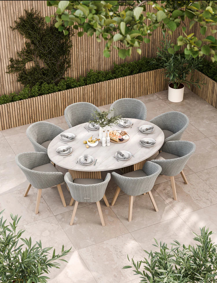 Saturn 8 Seater Ellipse D Conical Dining Set with Sol Dining Chairs