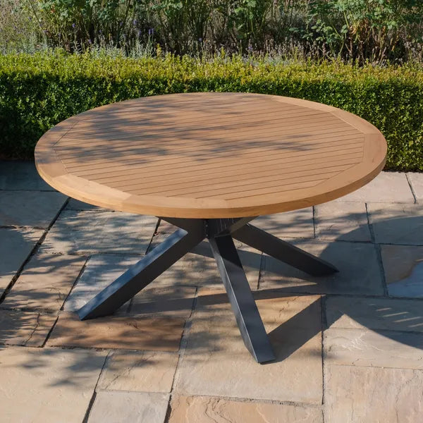 Jakarta Teak Dining Table with Grey Aluminium Frame