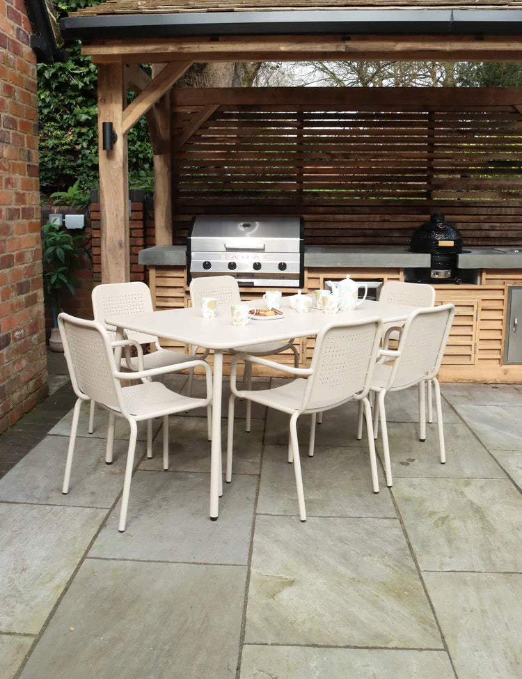 Porto 6 Seater Rectangular Dining Set in Champagne