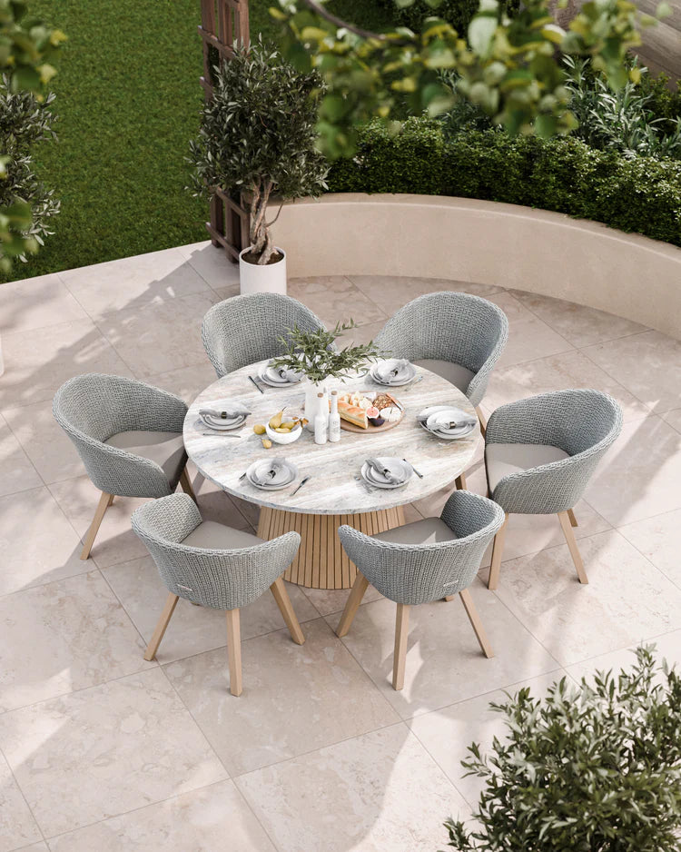 Jupiter 6 Seater Round Conical Dining Set with Sol Dining Chairs