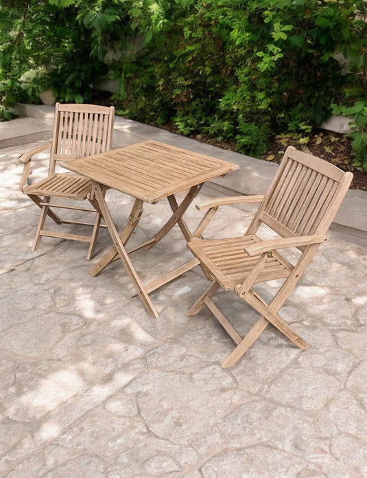 London 2 Seater Square Folding Bistro Set with London Folding Armchairs