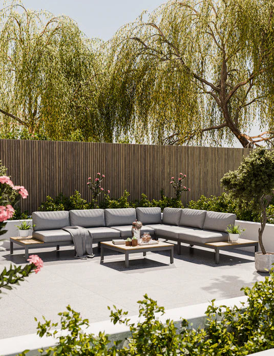 Aspen Teak 6 Seater Modular Corner Lounging Set with Coffee Table