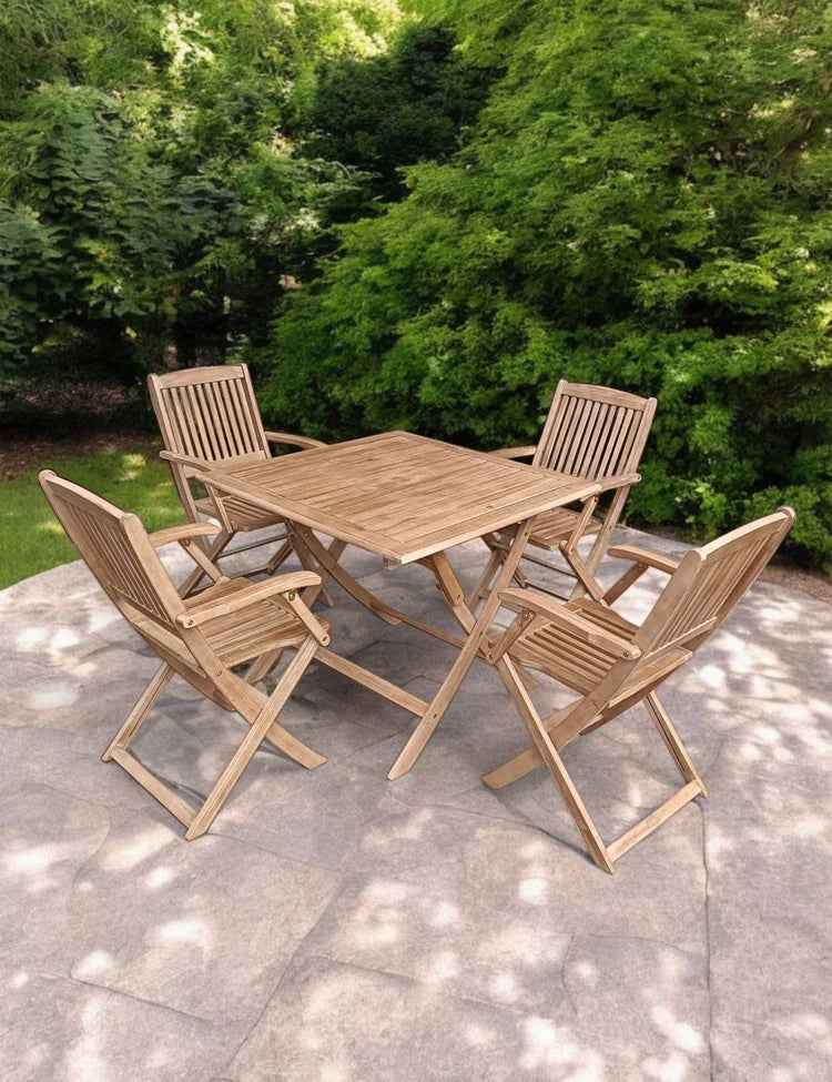 London 4 Seater Square Folding Set with London Folding Armchairs