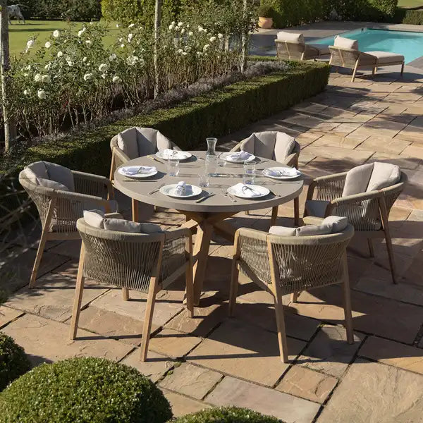 Homeflair - Martinique Rope Weave 4 Seat Round Dining Set