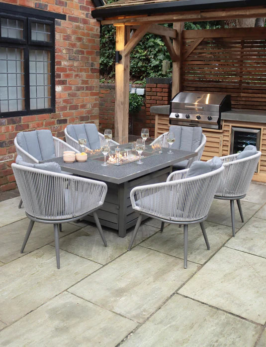 Aspen 6 Seater 150x90cm Fire Pit Set with Aspen Chairs