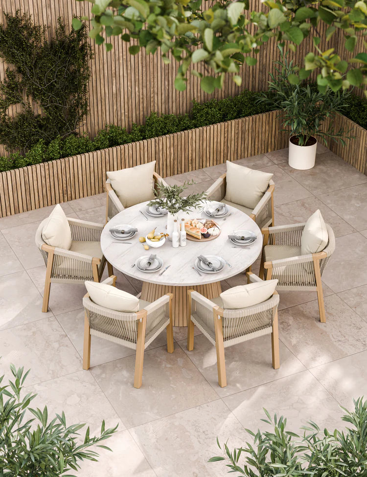 Saturn 6 Seater Round Conical Dining Set with Roma Dining Chairs