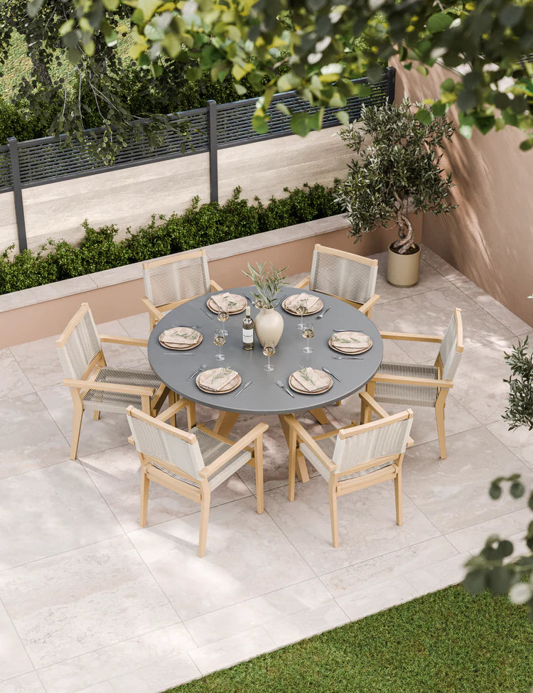 Luna 6 Seater Concrete Dining Set with Roma Stacking Chairs