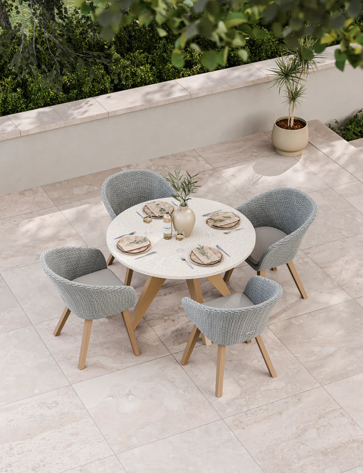 Astral 4 Seater Round Terrazzo Concrete Dining Set with Sol Dining Chairs