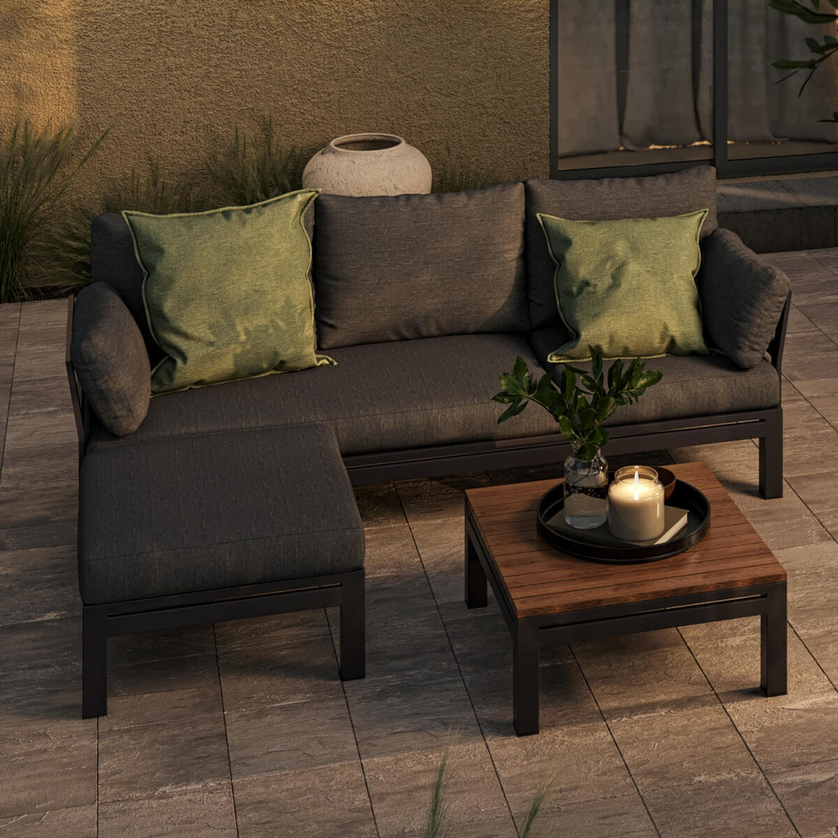 Homeflair - Oslo Chaise Aluminium Sofa Set