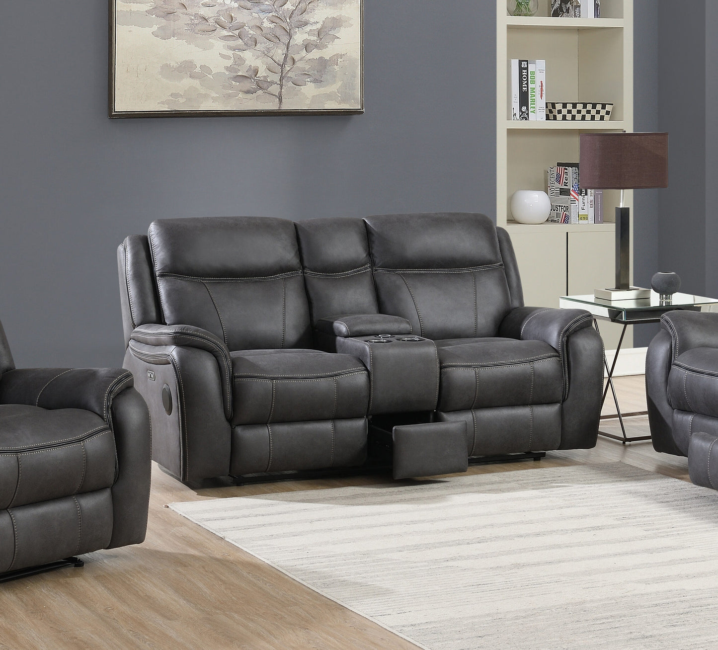 Phoenix Media Smart Power Electric Recliner Sofa Collection in Grey | Exclusive