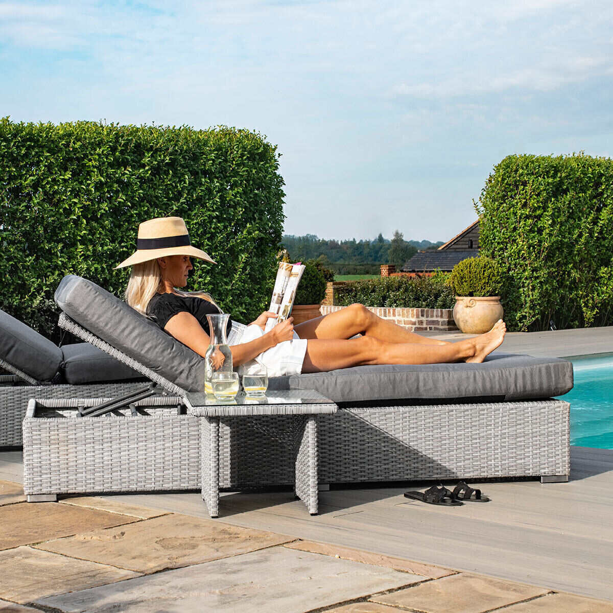 Homeflair - Ascot Rattan Sun Lounger Set