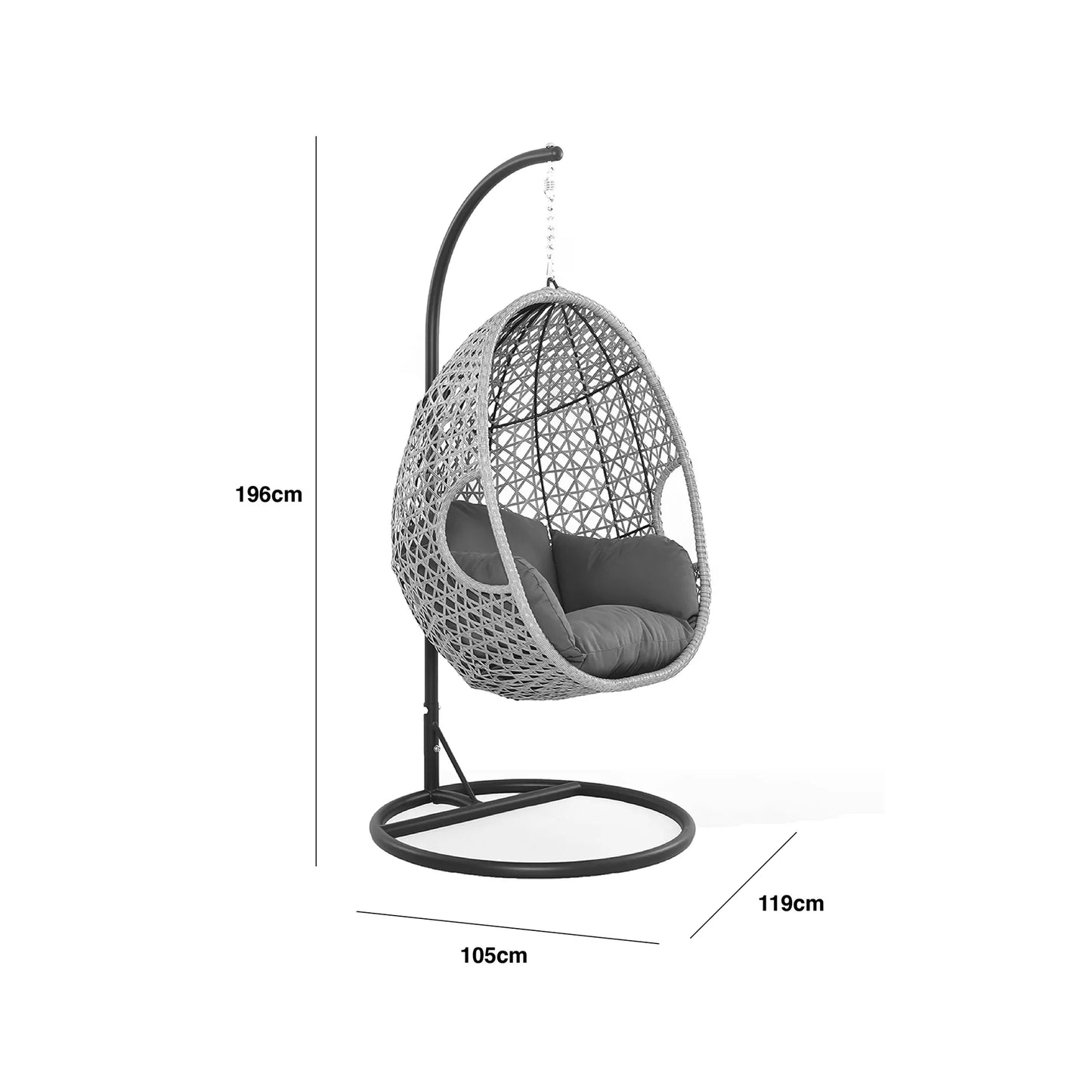 Homeflair - Ascot Rattan Hanging Double Chair with Weatherproof Cushions