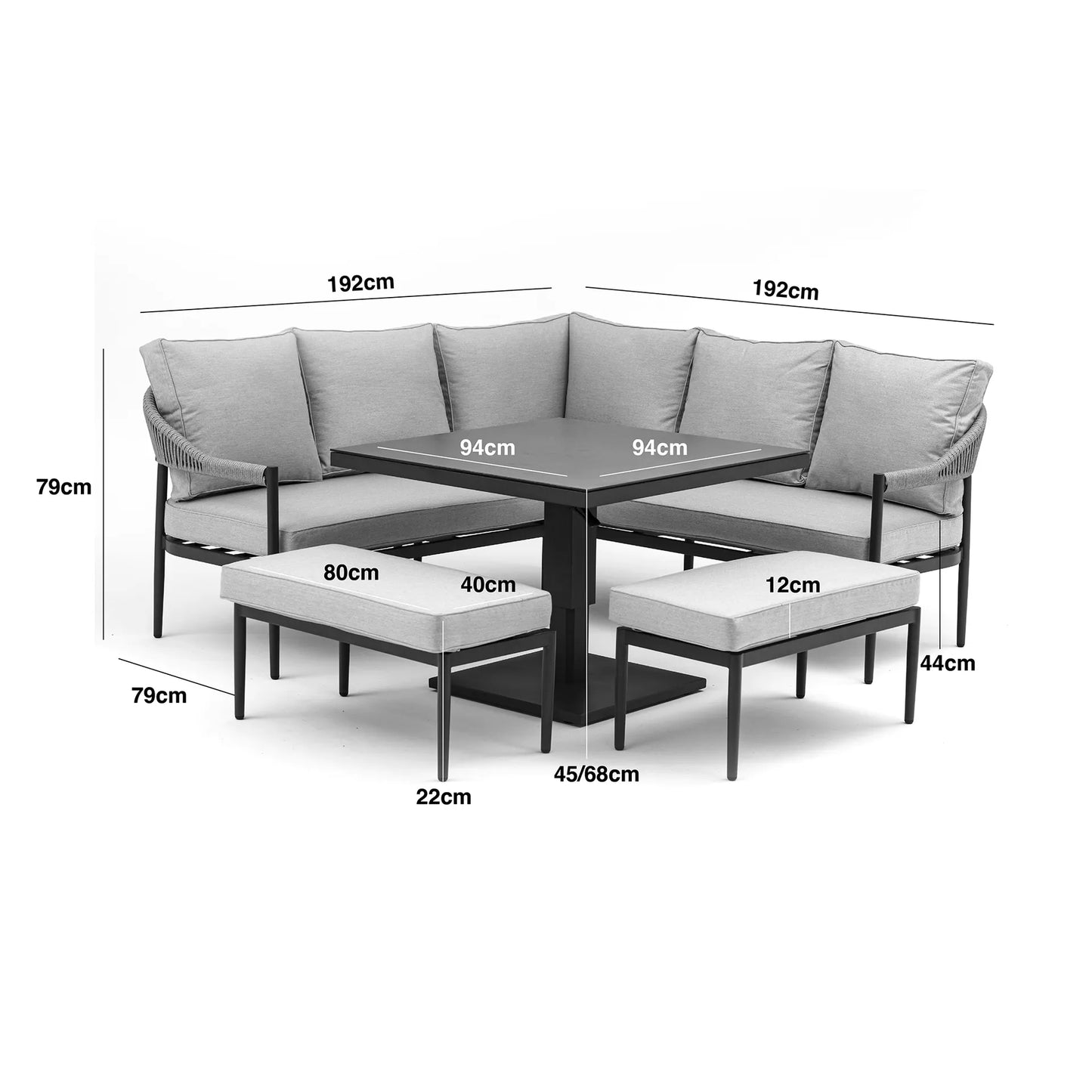 Homeflair -Roma Rope Weave Corner Dining Set