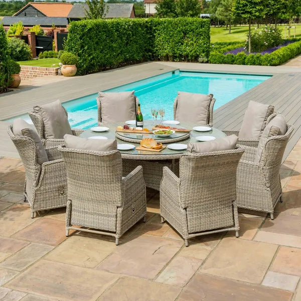 Cotswold Reclining 8 Seat Round Rattan Dining Set