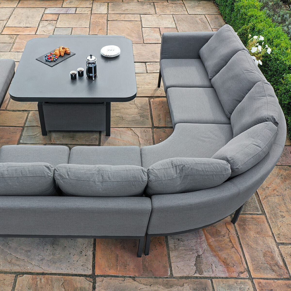 Homeflair – Outdoor Fabric Pulse Deluxe Square Corner Simple Dining Set