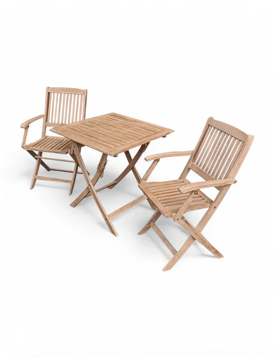 London 2 Seater Square Folding Bistro Set with London Folding Armchairs