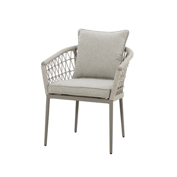 Monaco Rope Weave Pair of Dining Chairs - Cool Linen