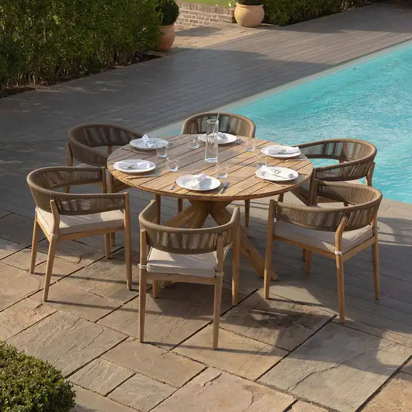 Homeflair - Porto Rope Weave 8 Seat Rectangular Dining Set