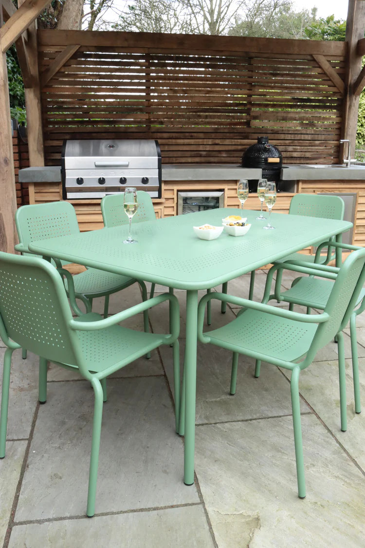 Porto 6 Seater Rectangular Dining Set in Olive