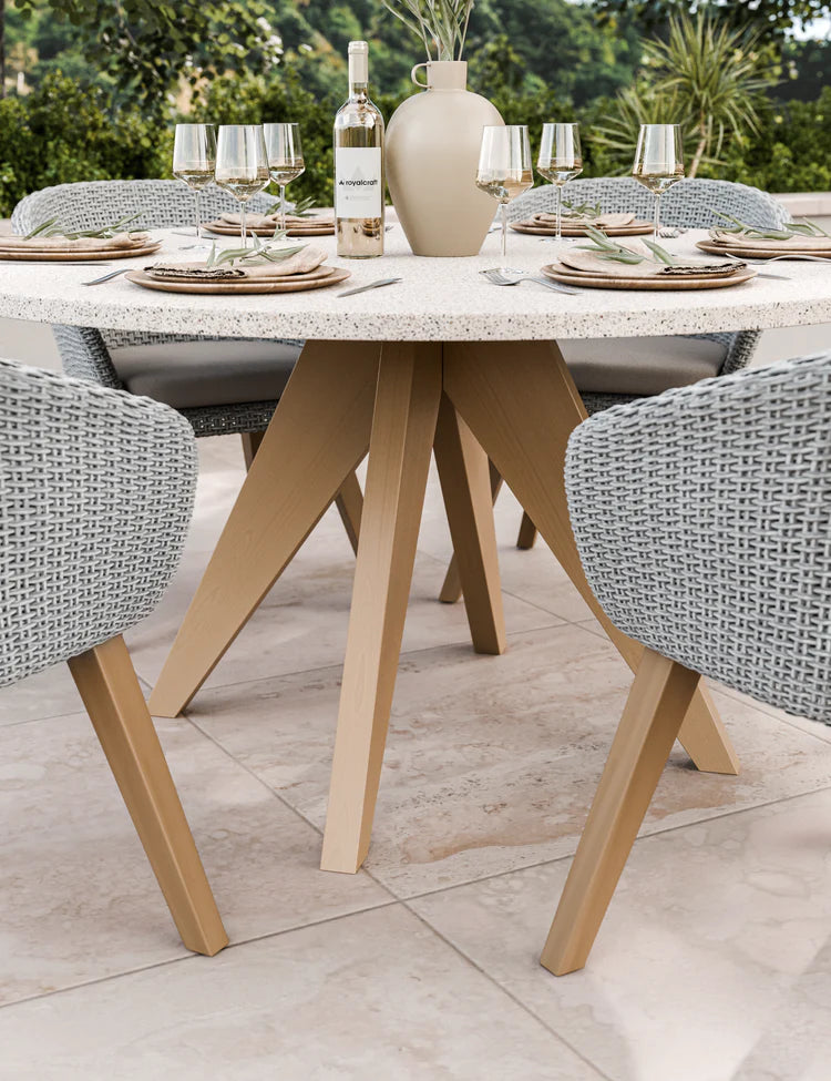 Astral 4 Seater Round Terrazzo Concrete Dining Set with Sol Dining Chairs
